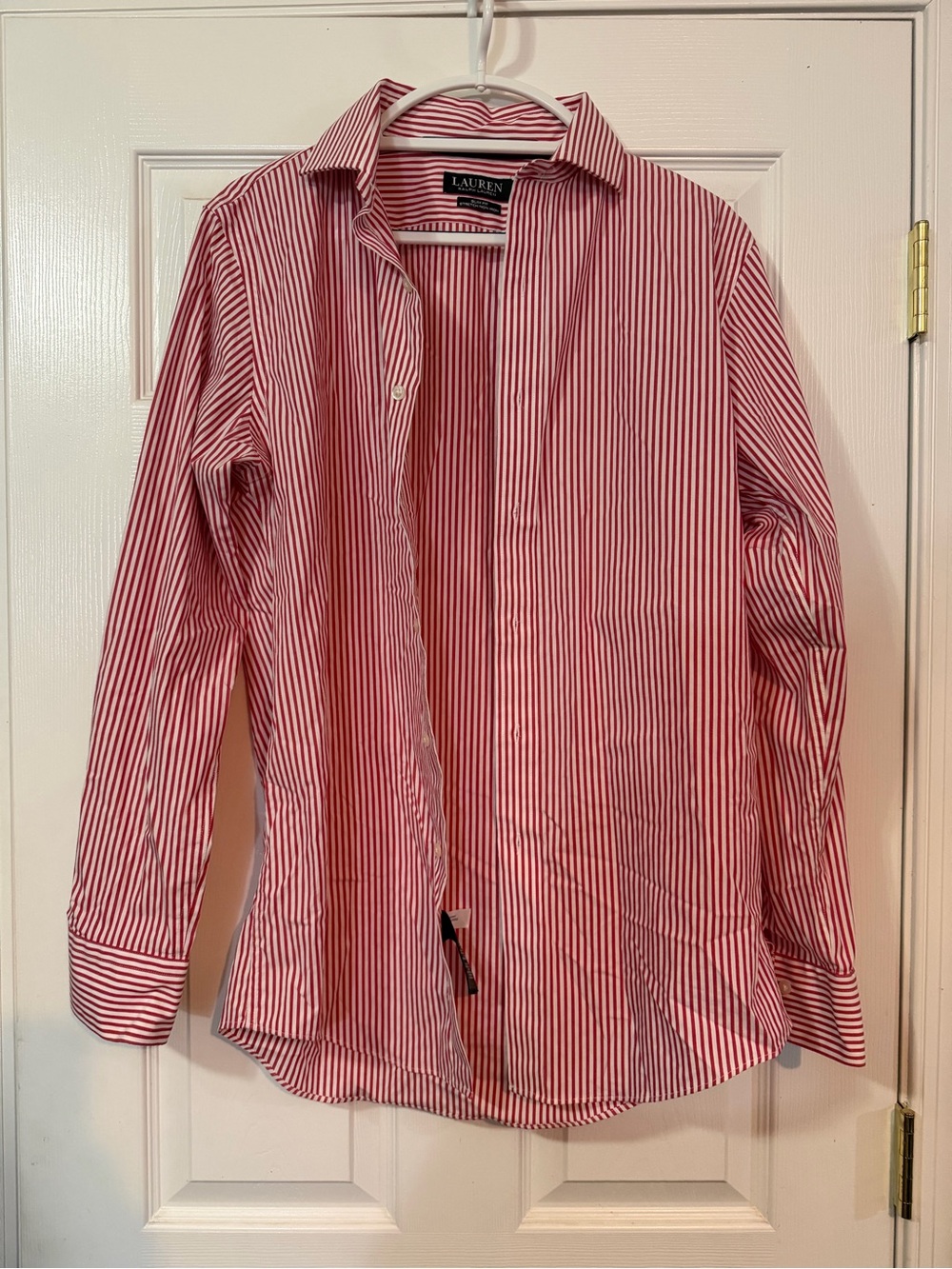 Ralph Lauren Red and White Striped Dress Shirt
